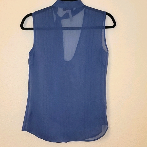 Blue Sleeveless Sheer Blouse - Picture 2 of 3